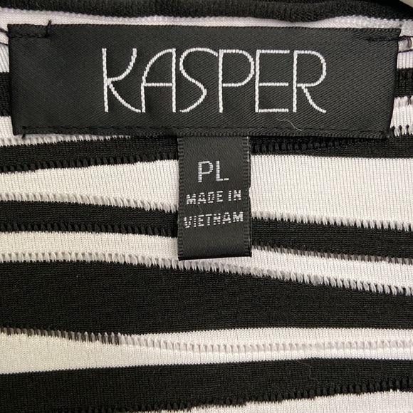 Kasper Ribbed Stretch Open Front Blazer Jacket Black White Zebra Striped PL - Picture 9 of 10